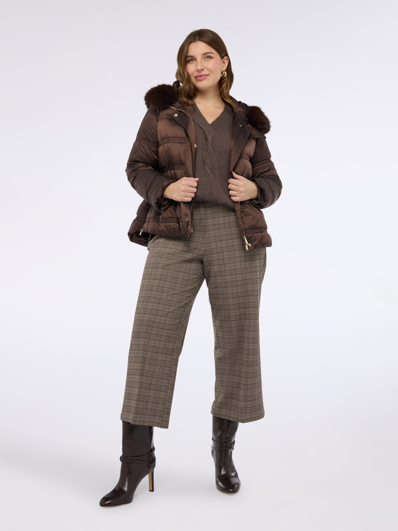 Pantalon cropped en tissu à carreaux image number 0