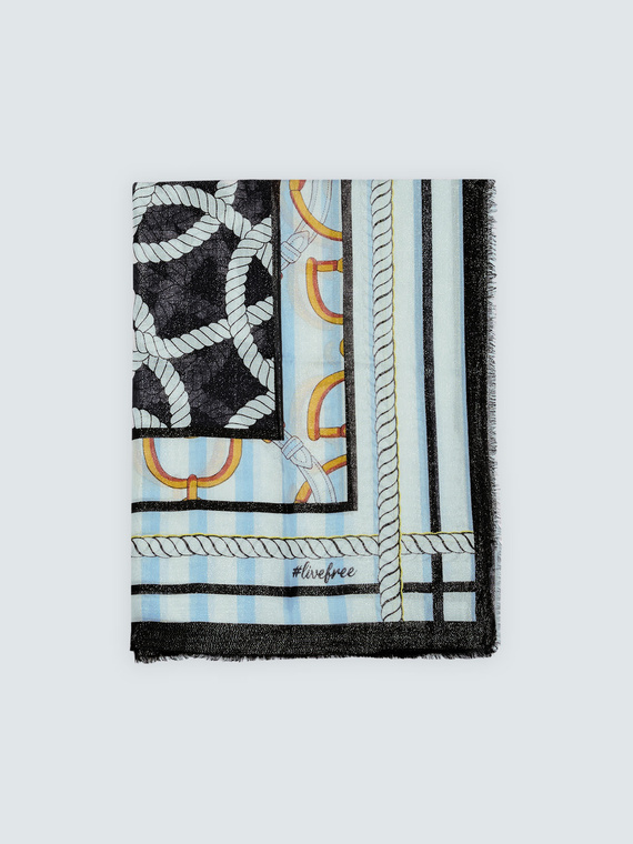 Foulard long &agrave; imprim&eacute; marini&egrave;re