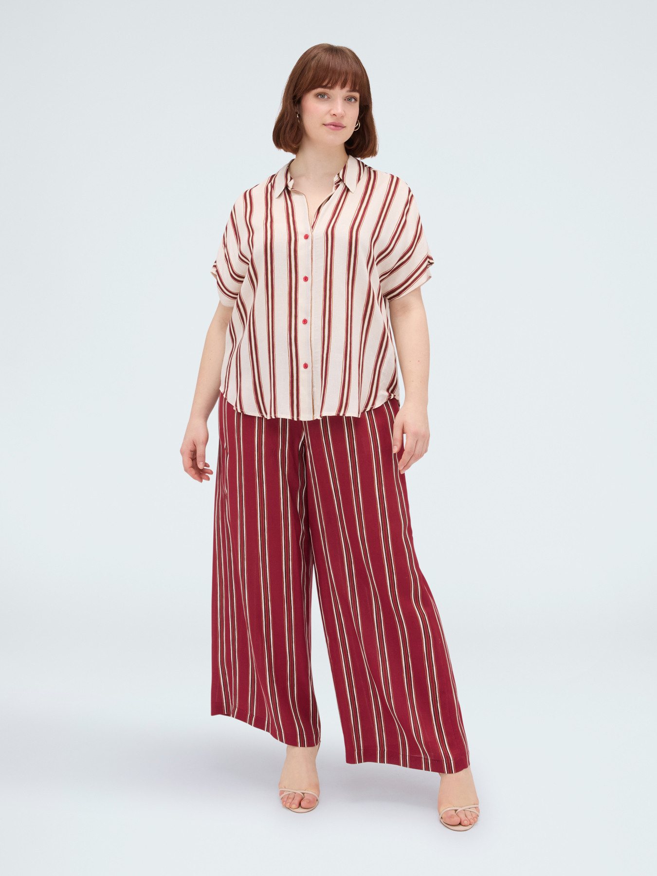 Striped Viscose Wide Leg Trousers image number 4