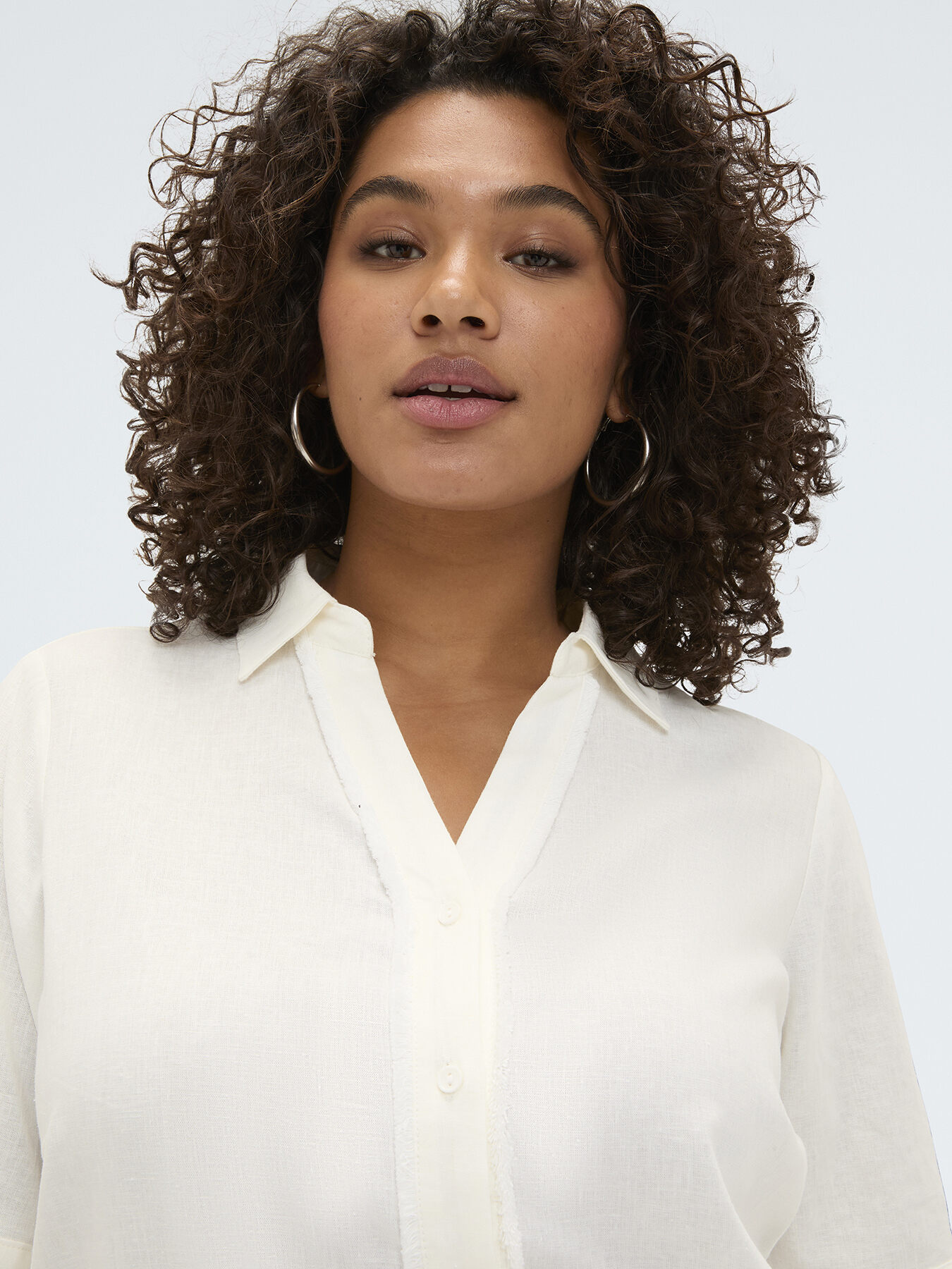 Boxy shirt in linen and viscose blend image number 3