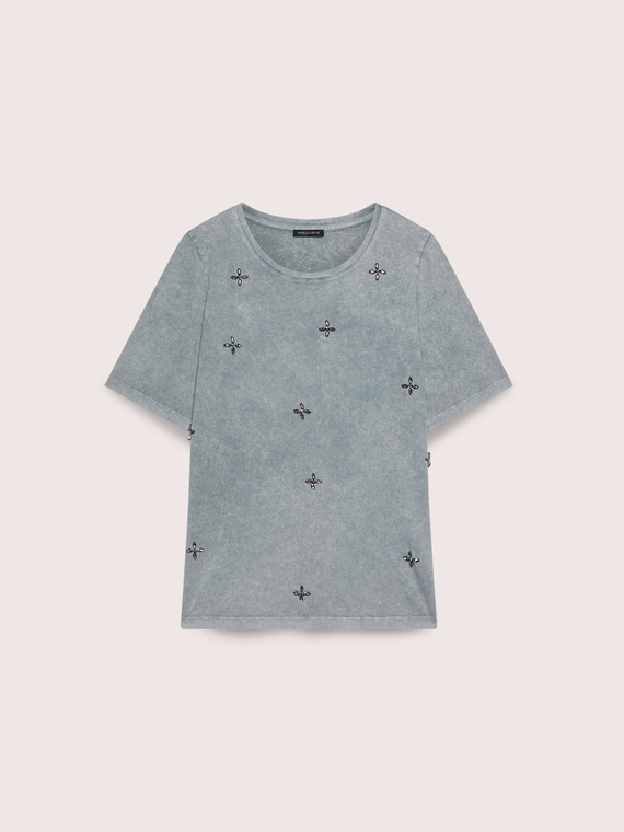 T-shirt in cotone con applicazioni