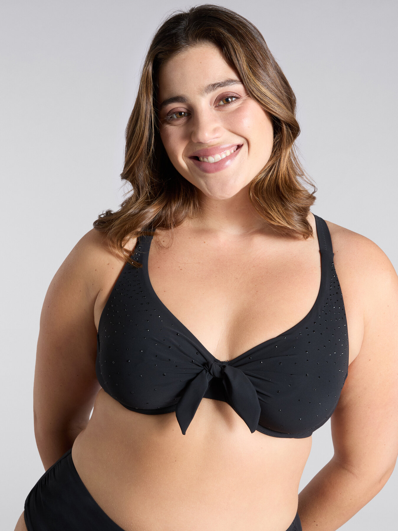 Bikini avec n&oelig;ud et cristal ton sur ton image number 3