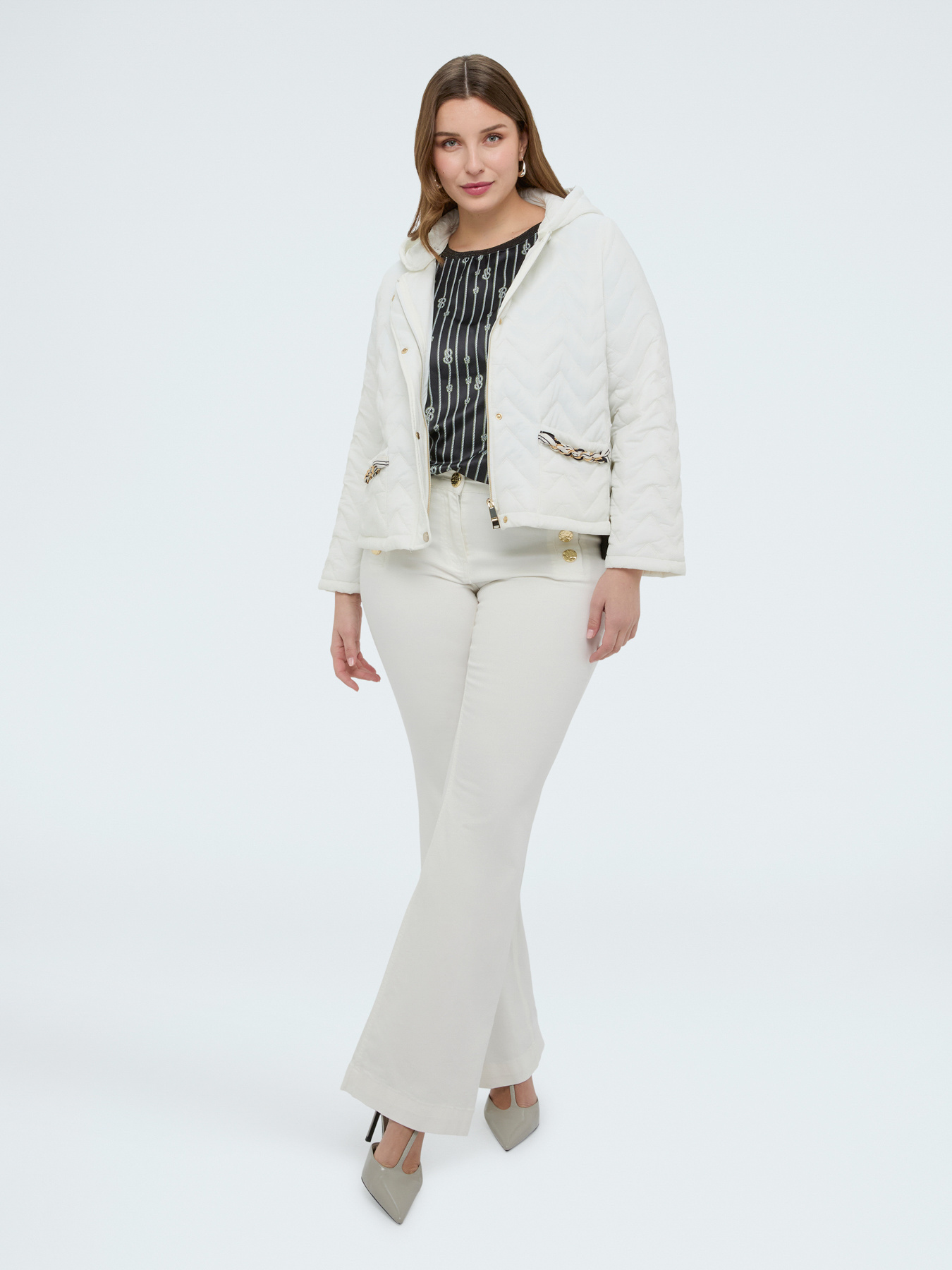 T-Shirt aus zwei Materialien mit Knoten-Muster image number 4