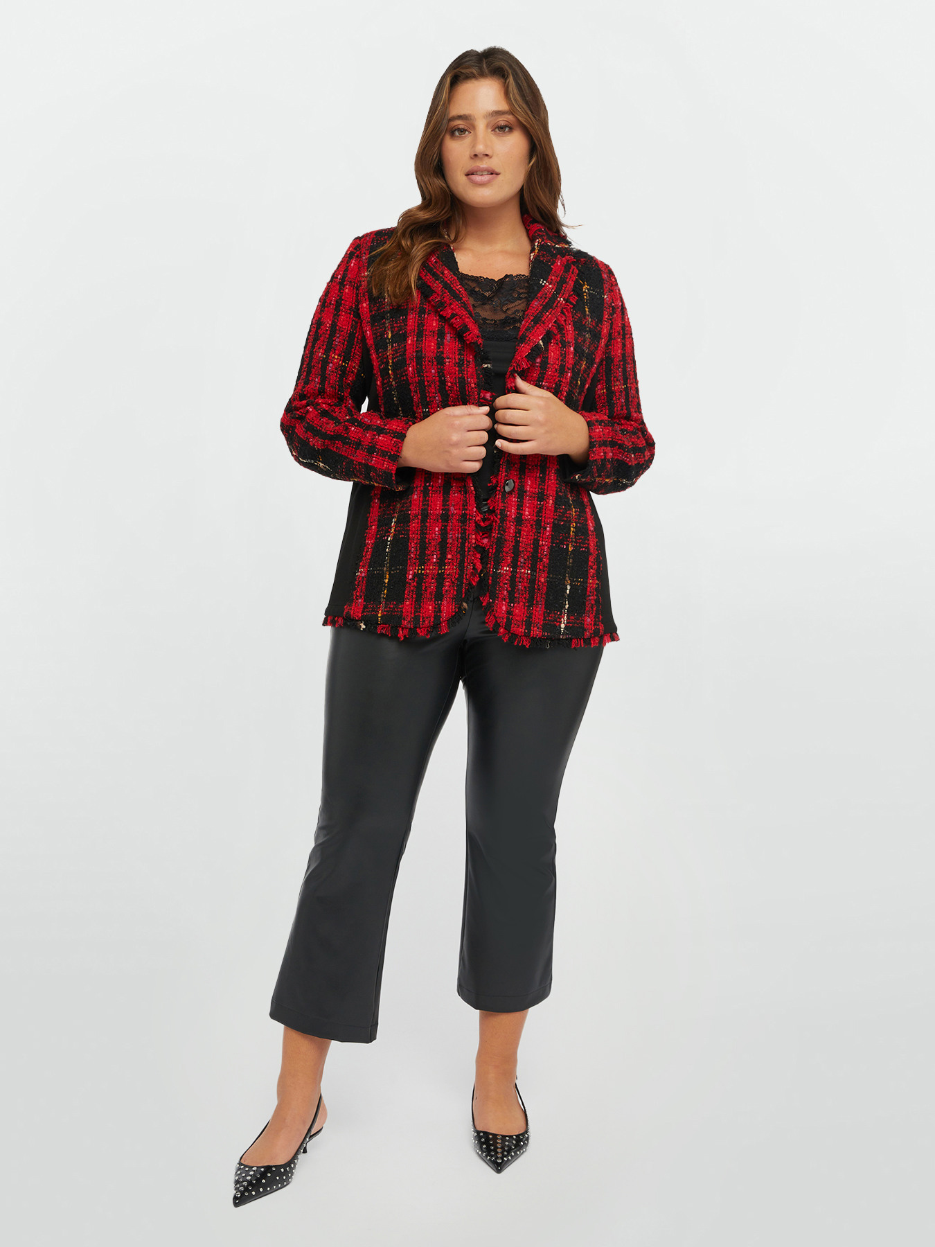 Giacca tartan con orli sfrangiati image number 3