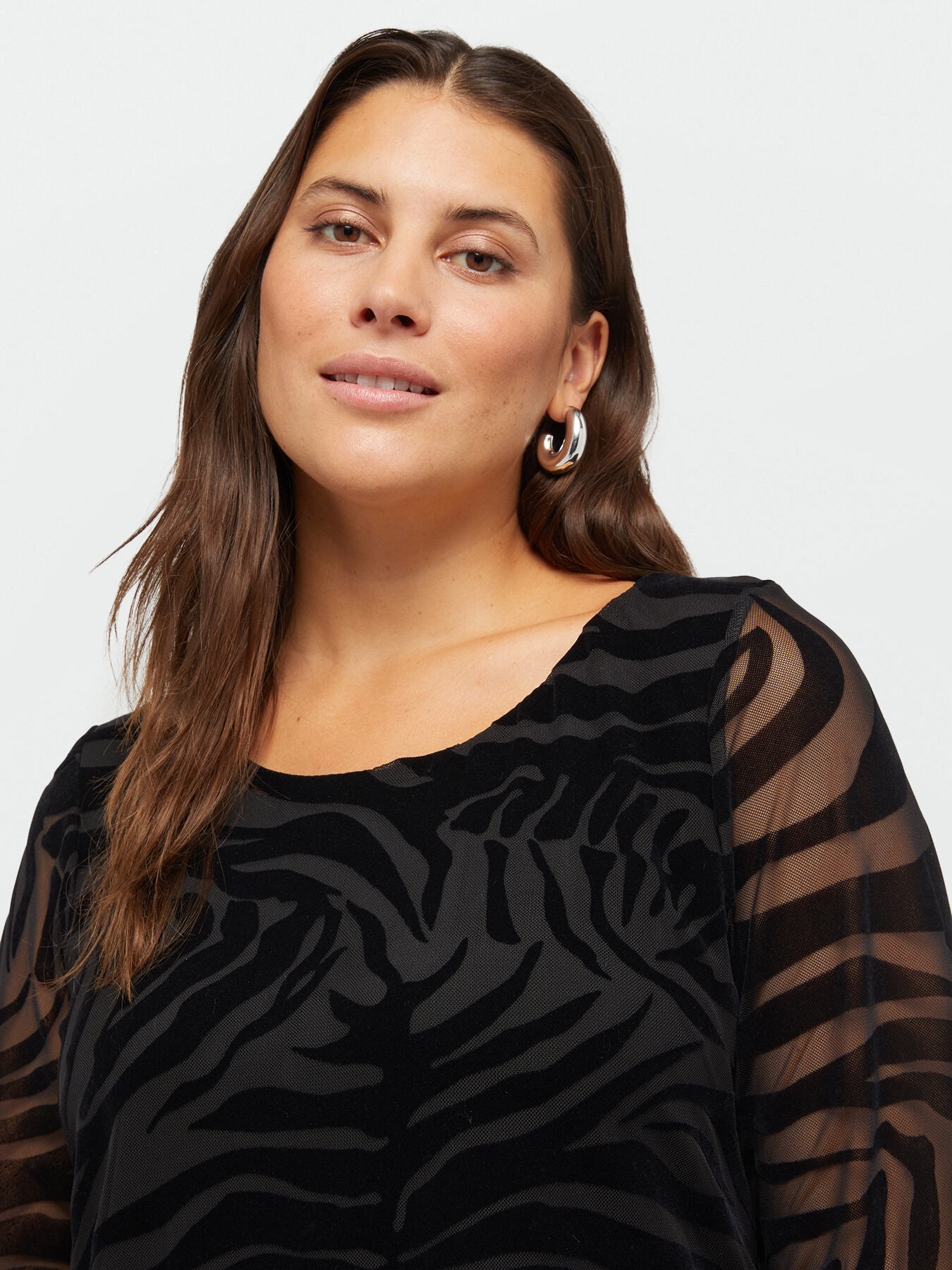 Zebra striped devor&eacute; tulle t-shirt image number 2