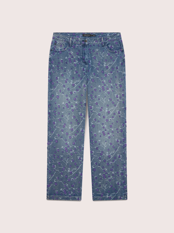 Straight jeans with jacquard embroidery