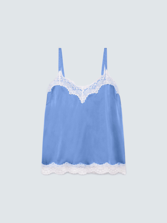 Satin top with lace details