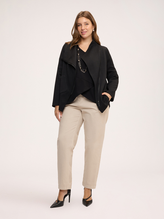 Sweat ouvert avec tissage &agrave; chevrons