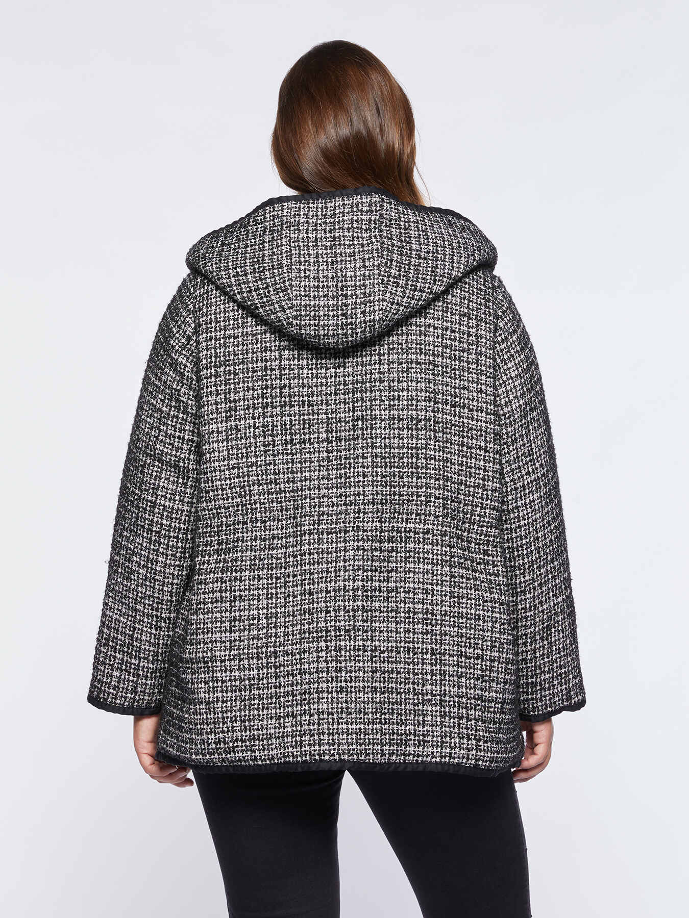 Reversible fabric and nylon down jacket image number 1