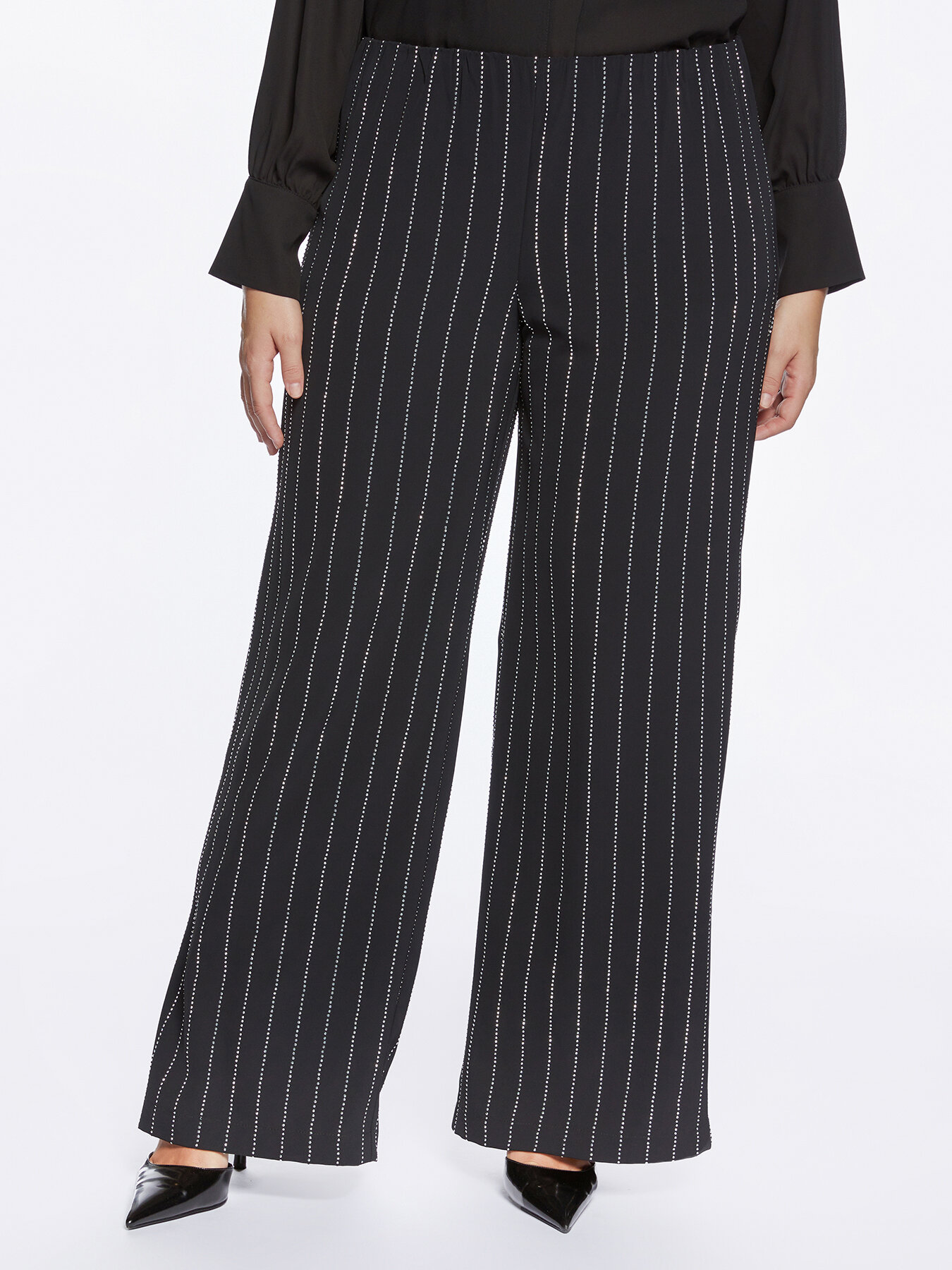 Pantaloni con gessatura in piccole borchie image number 0