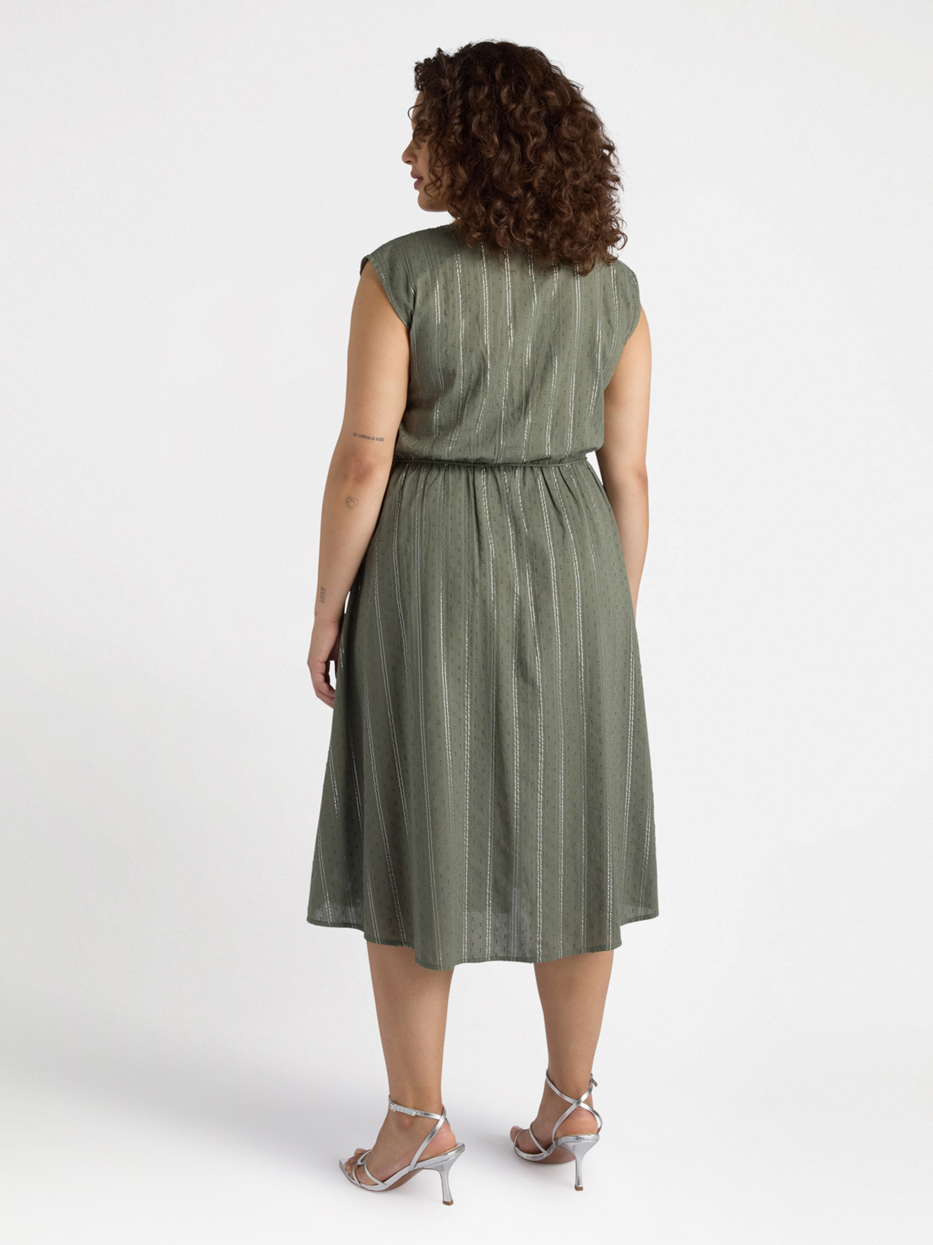 Striped lurex dress with strings image number 1