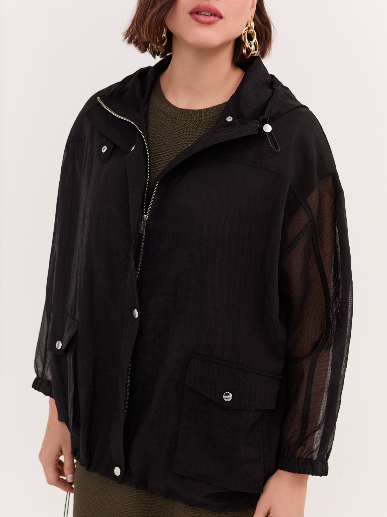 Parka in voile with hood image number 2