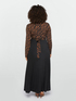 Long pleated animal print dress image number 1