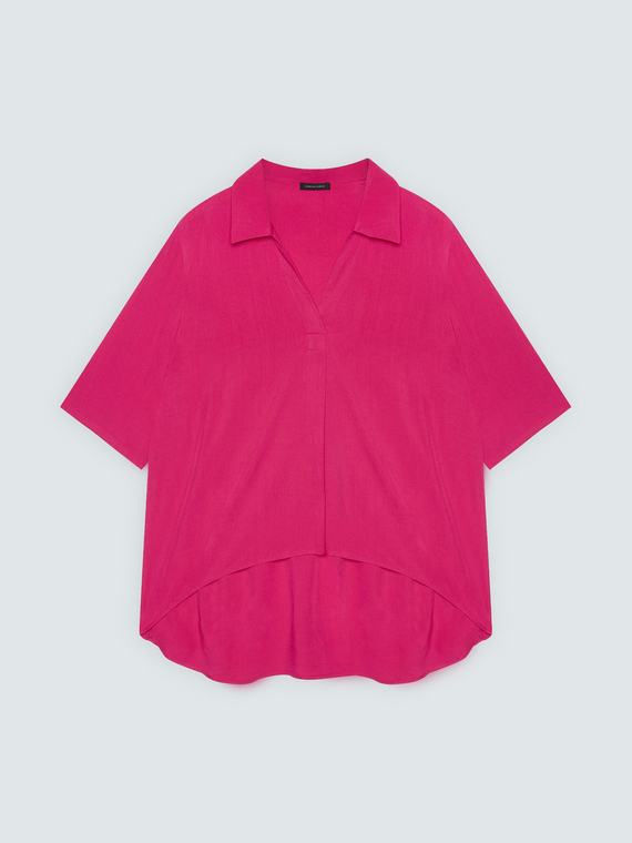 Boxy blouse with polo collar