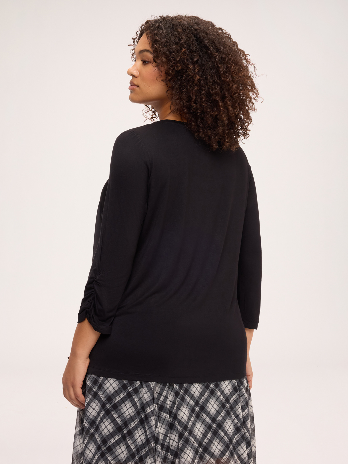 Bi-material T-shirt in satin and jersey image number 1