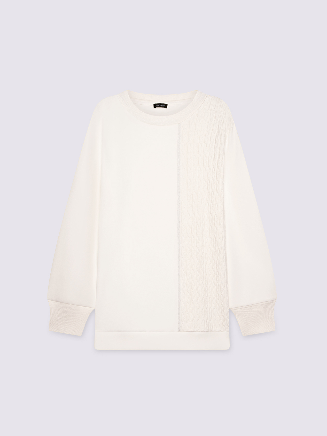 Double fabric sweatshirt with cable knit pattern image number 4