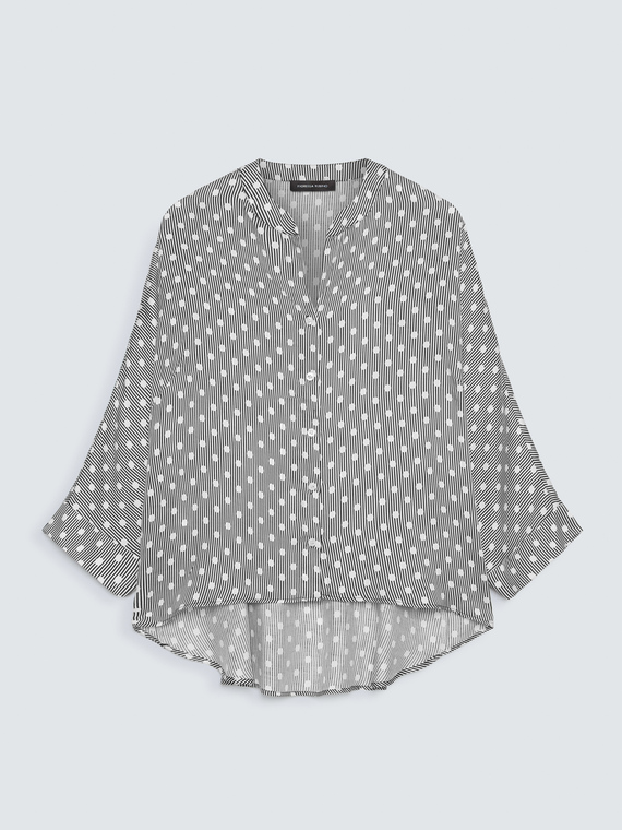 Polka dot shirt in viscose satin