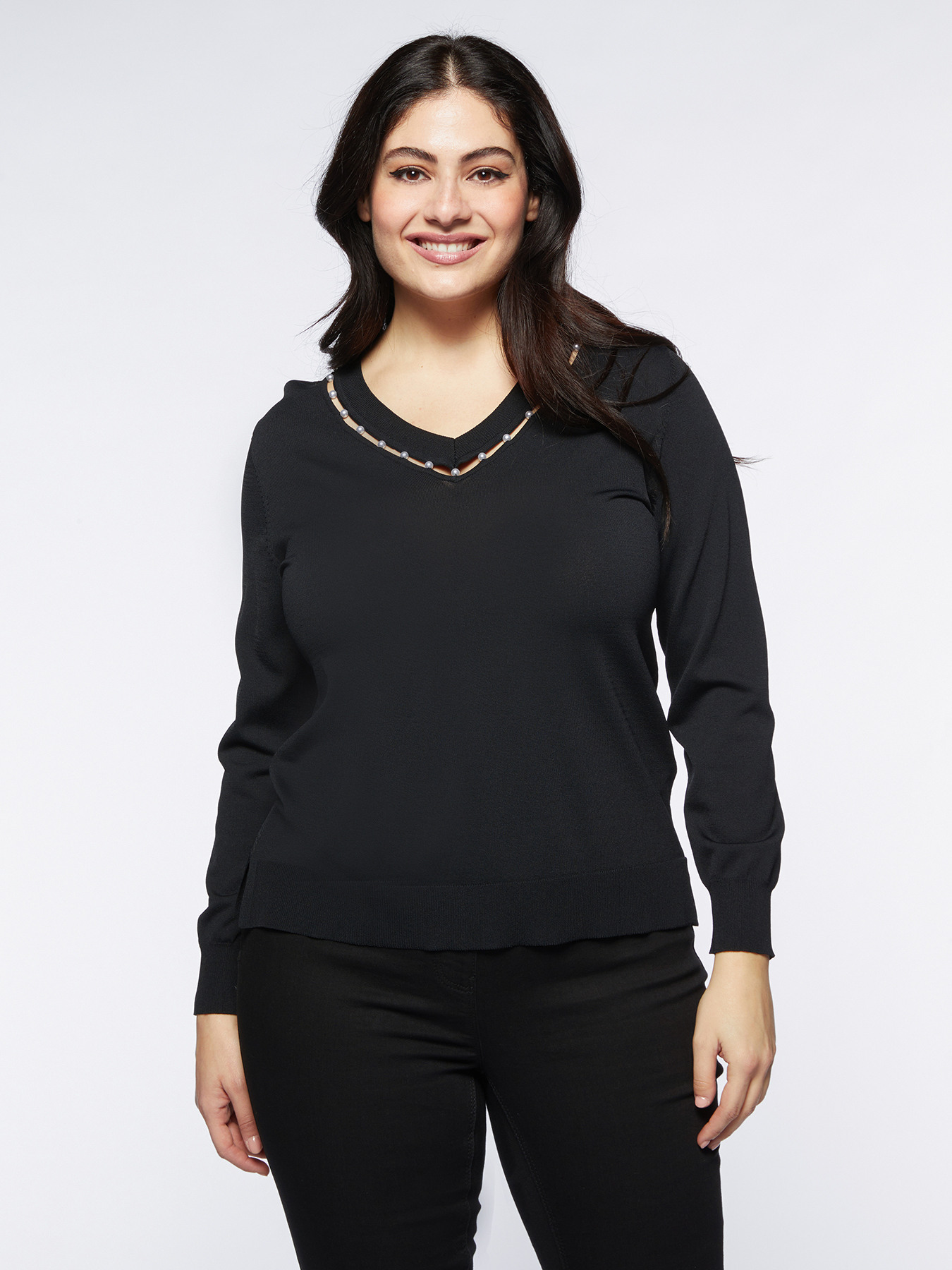 Jersey con borde de perlas image number 0