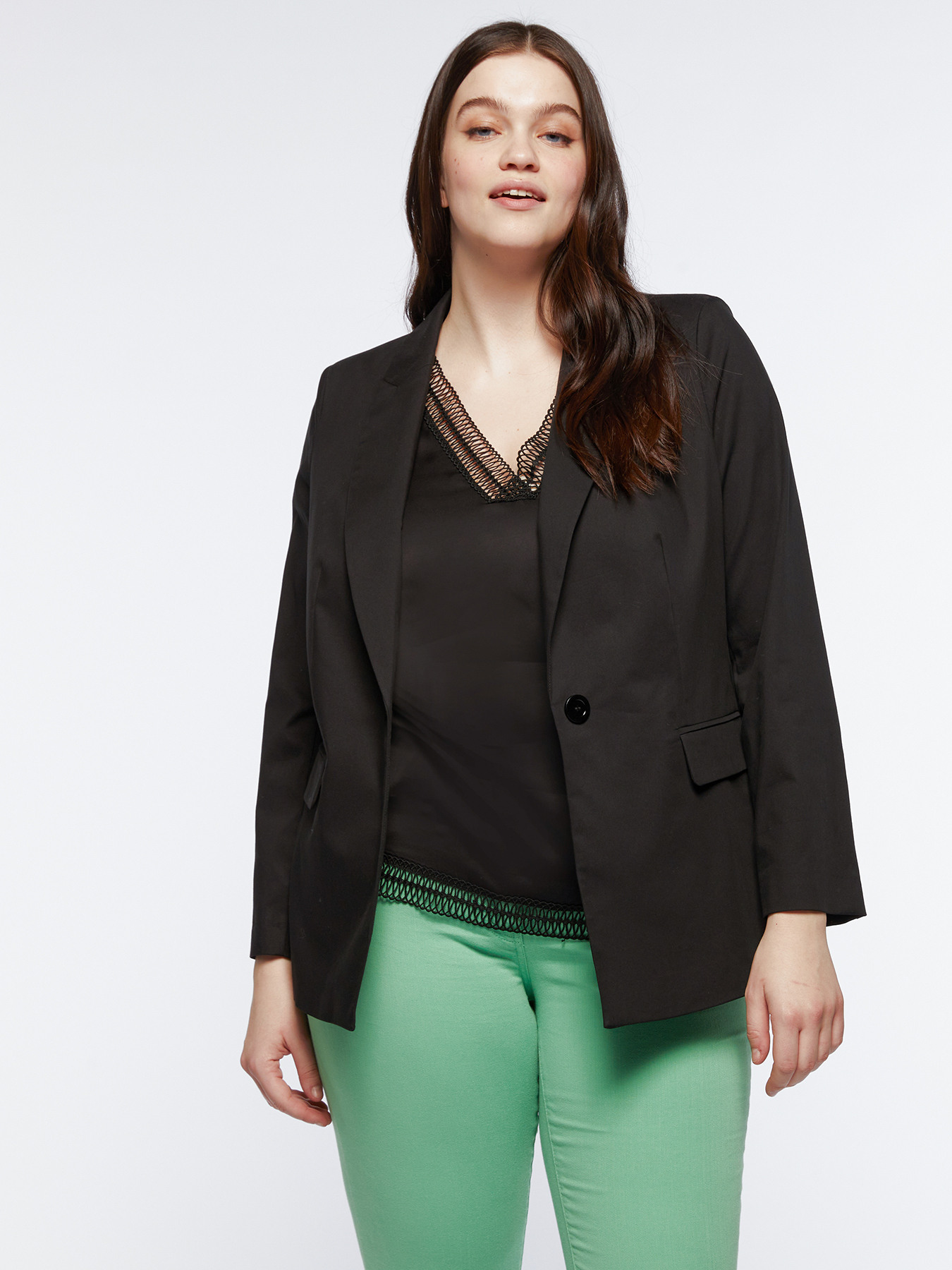 Blazer nero in cotone stretch image number 0