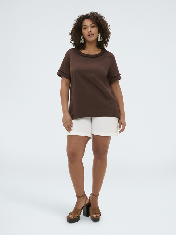 Two-tone linen blend T-shirt