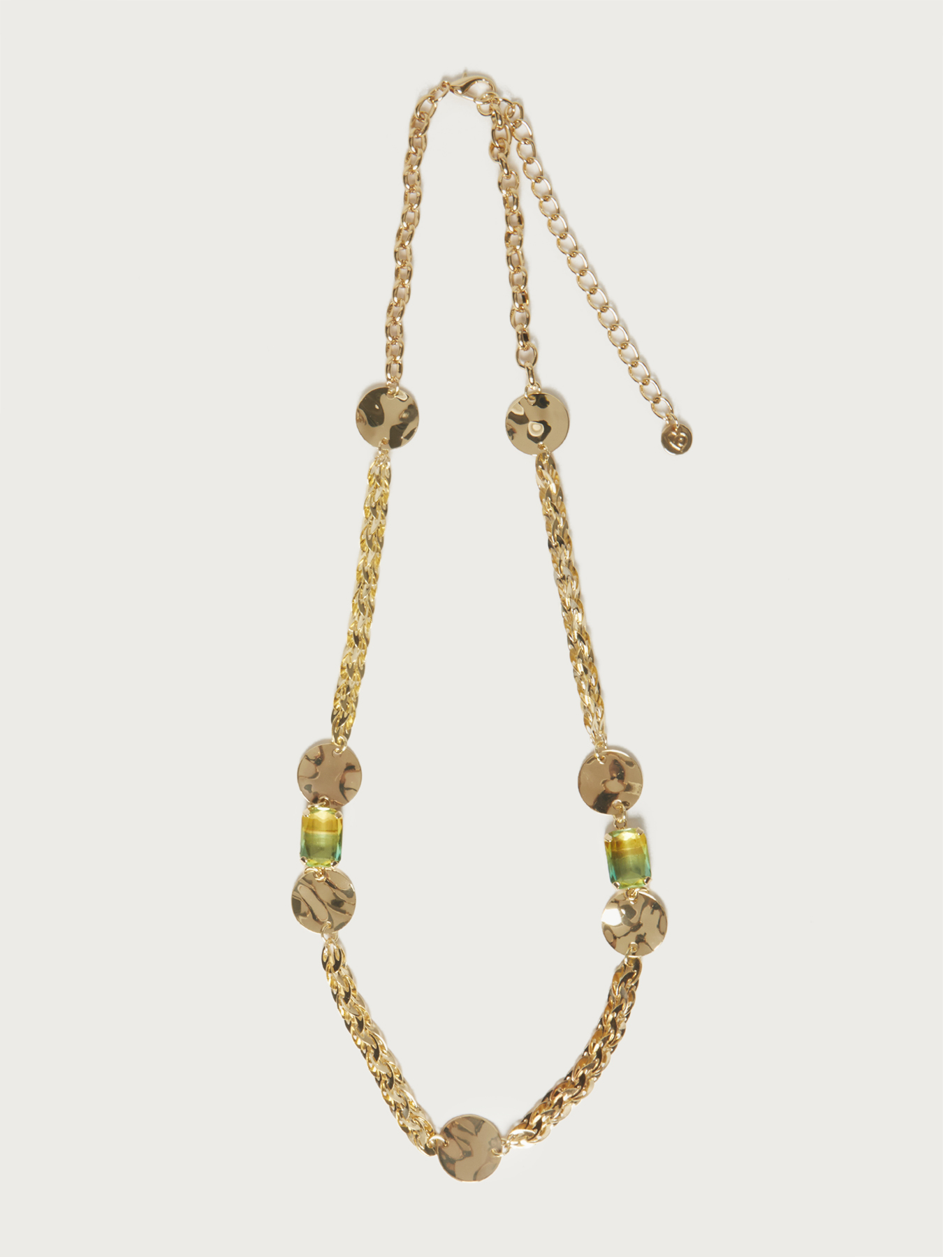 Collana lunga con dischetti e pietre image number 1