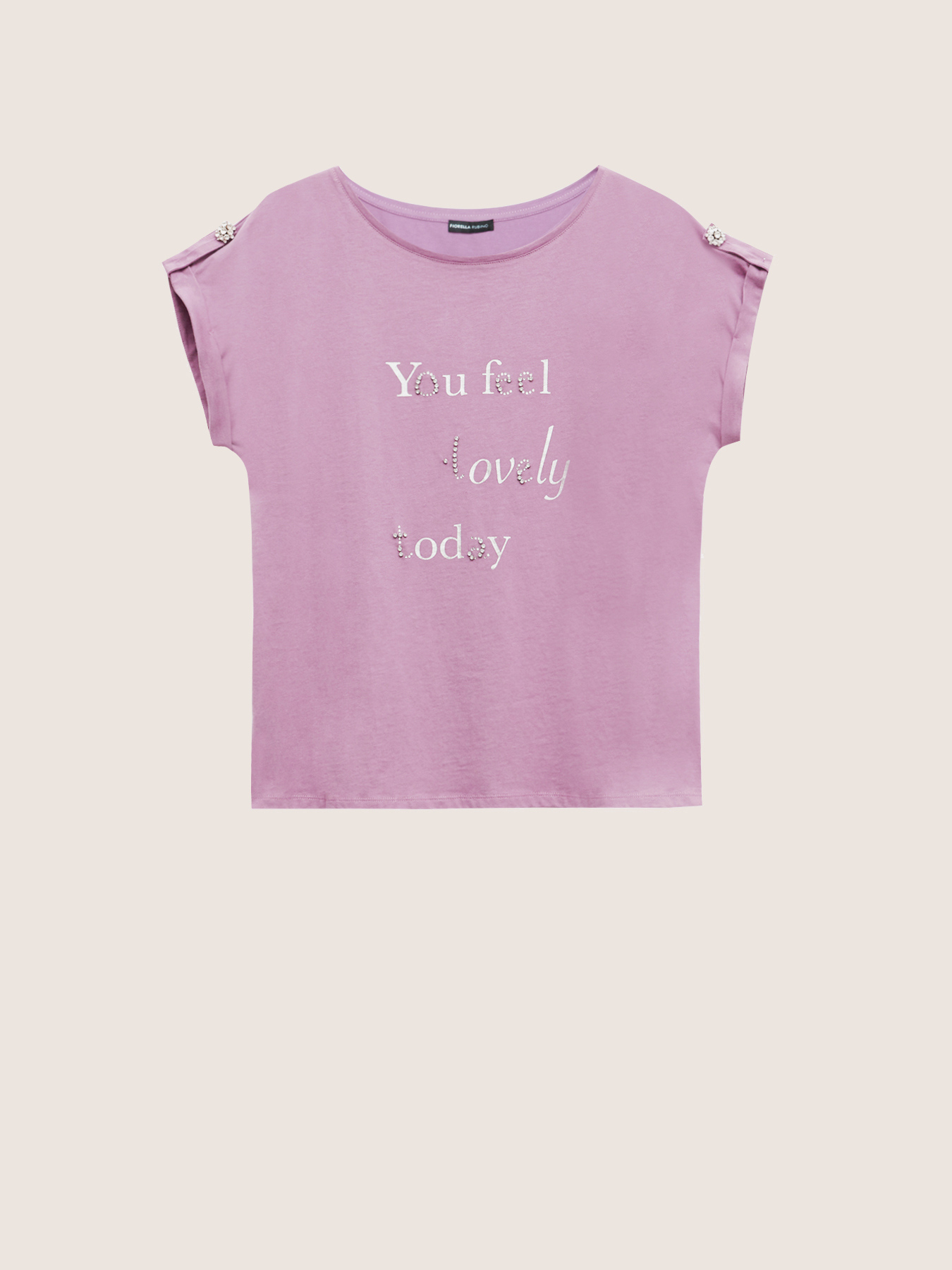 T-shirt con stampa e bottoni gioiello image number 3