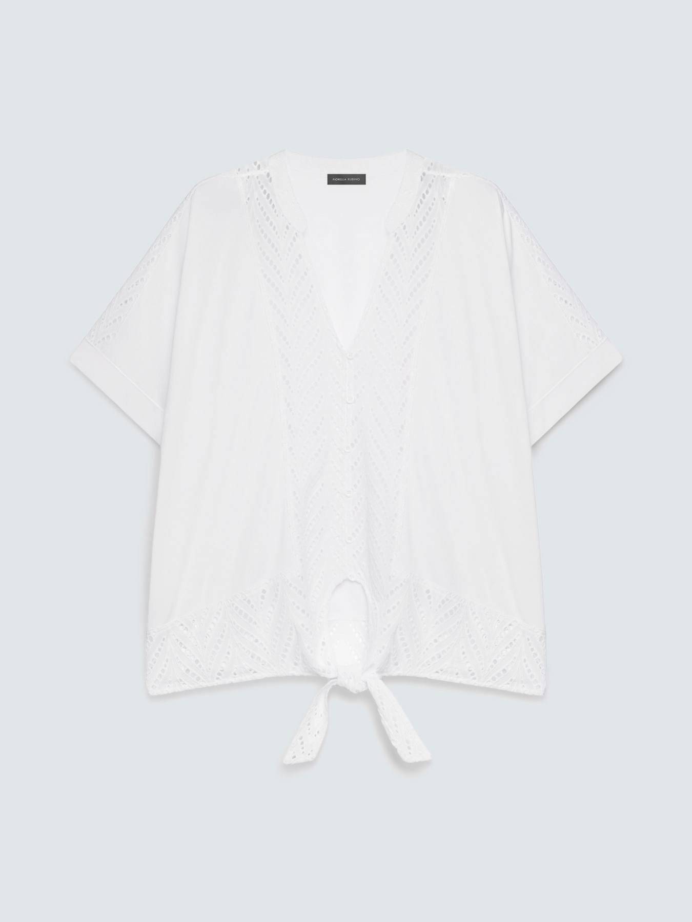 Bluse aus Lochstickerei mit Knotendetail image number 4