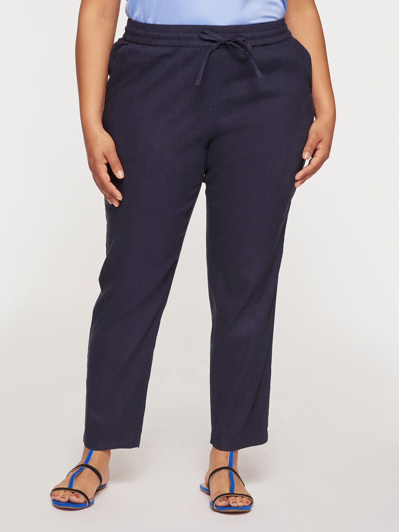 Linen/viscose joggers image number 2