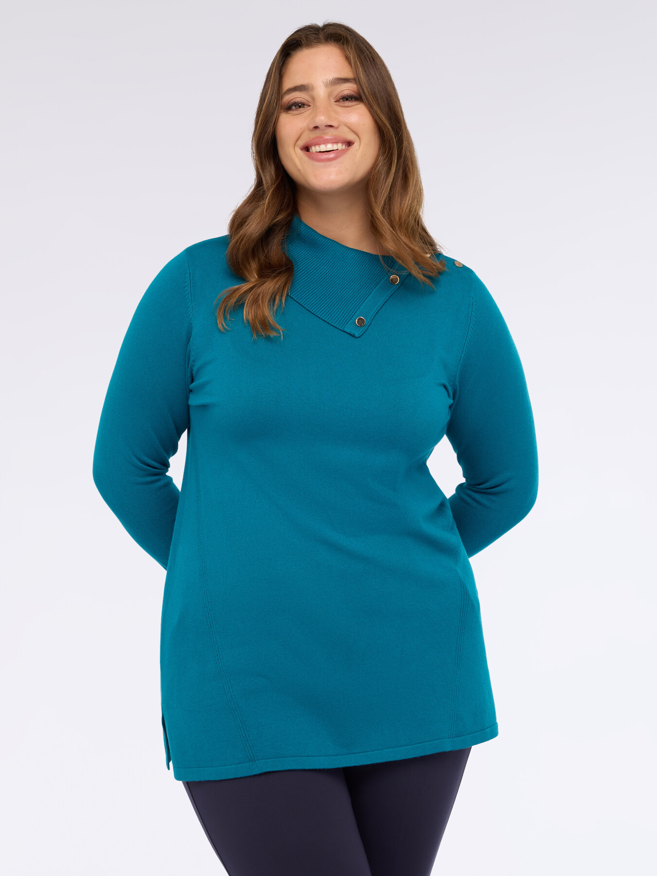 Long sweater with asymmetrical neckline image number 2