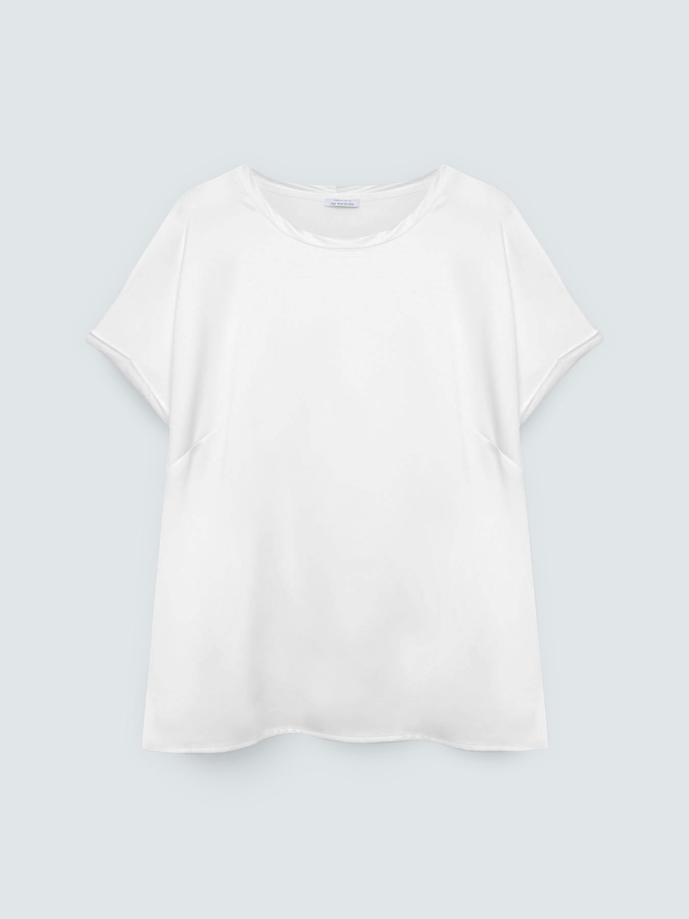 Bi-material t-shirt with round neckline image number 4