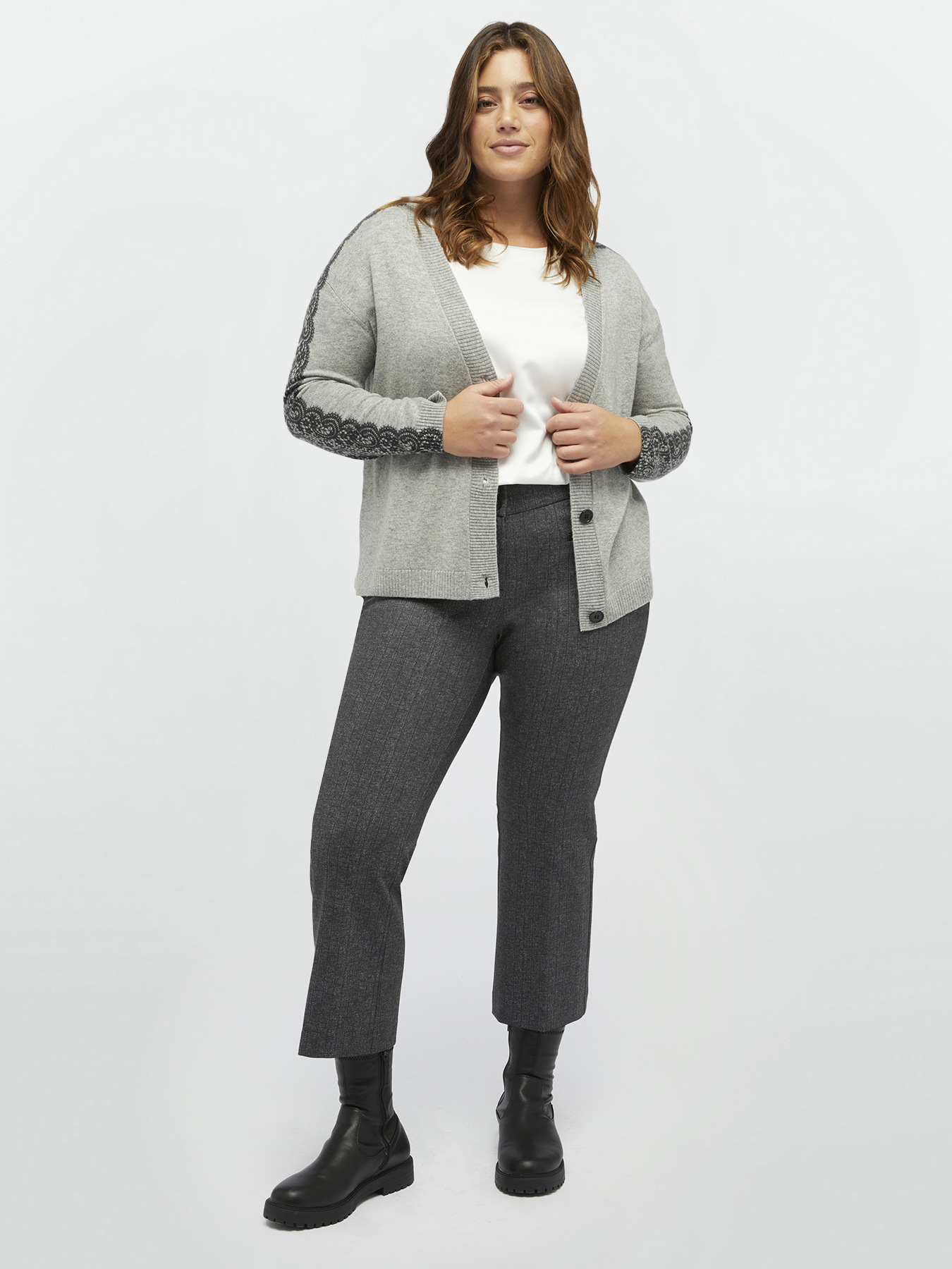 Kick flare trousers with striped pattern image number 0