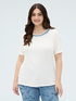 T-Shirt aus Baumwolle mit Applikation am Ausschnitt image number 2
