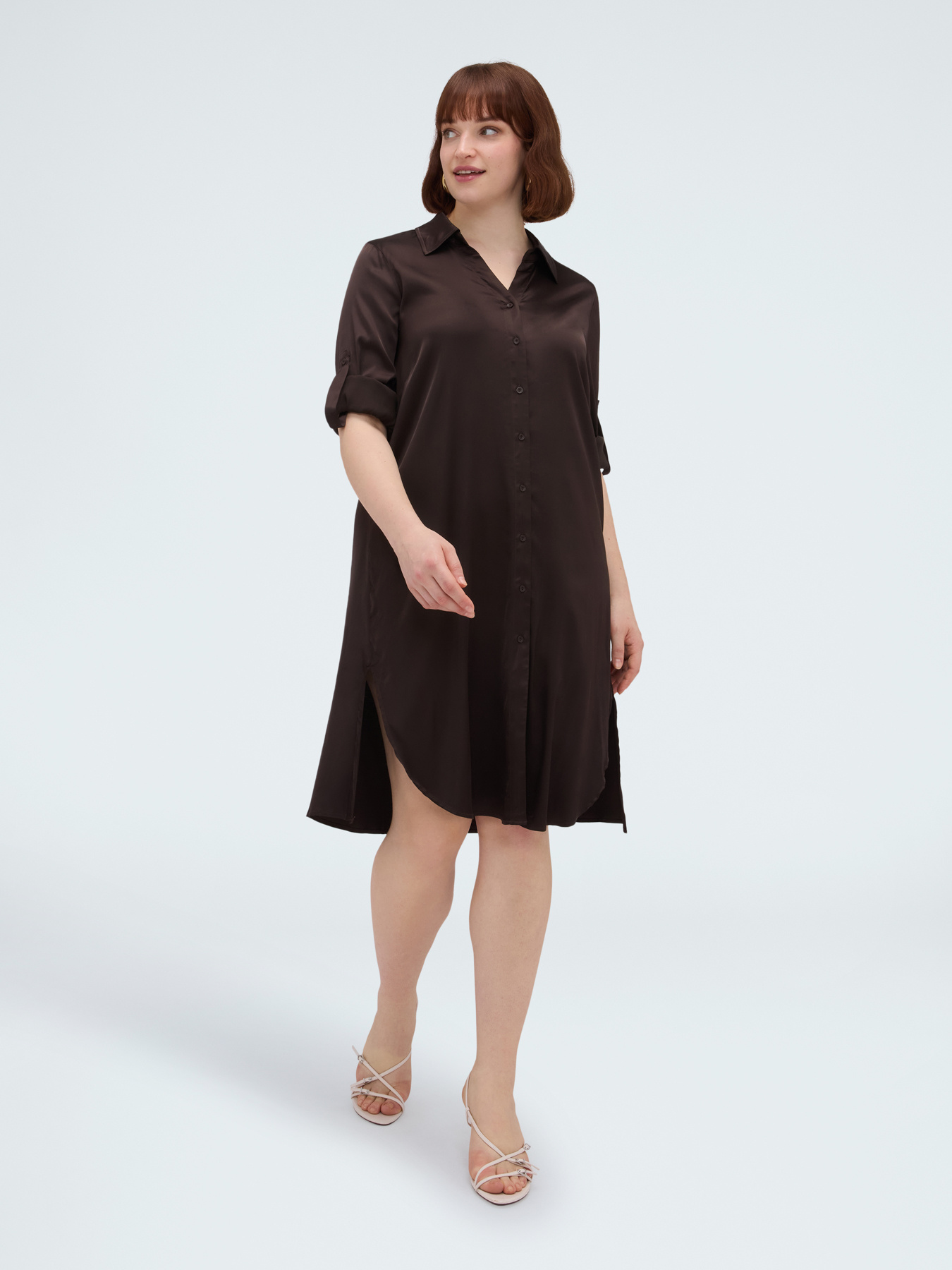 Power shirtdress in viscose satin image number 2