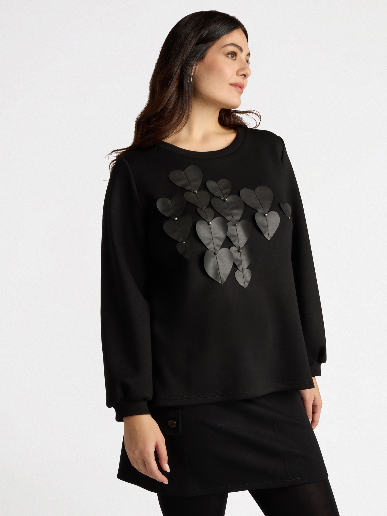 Sweatshirt with heart-shaped appliqu&eacute;s image number 2