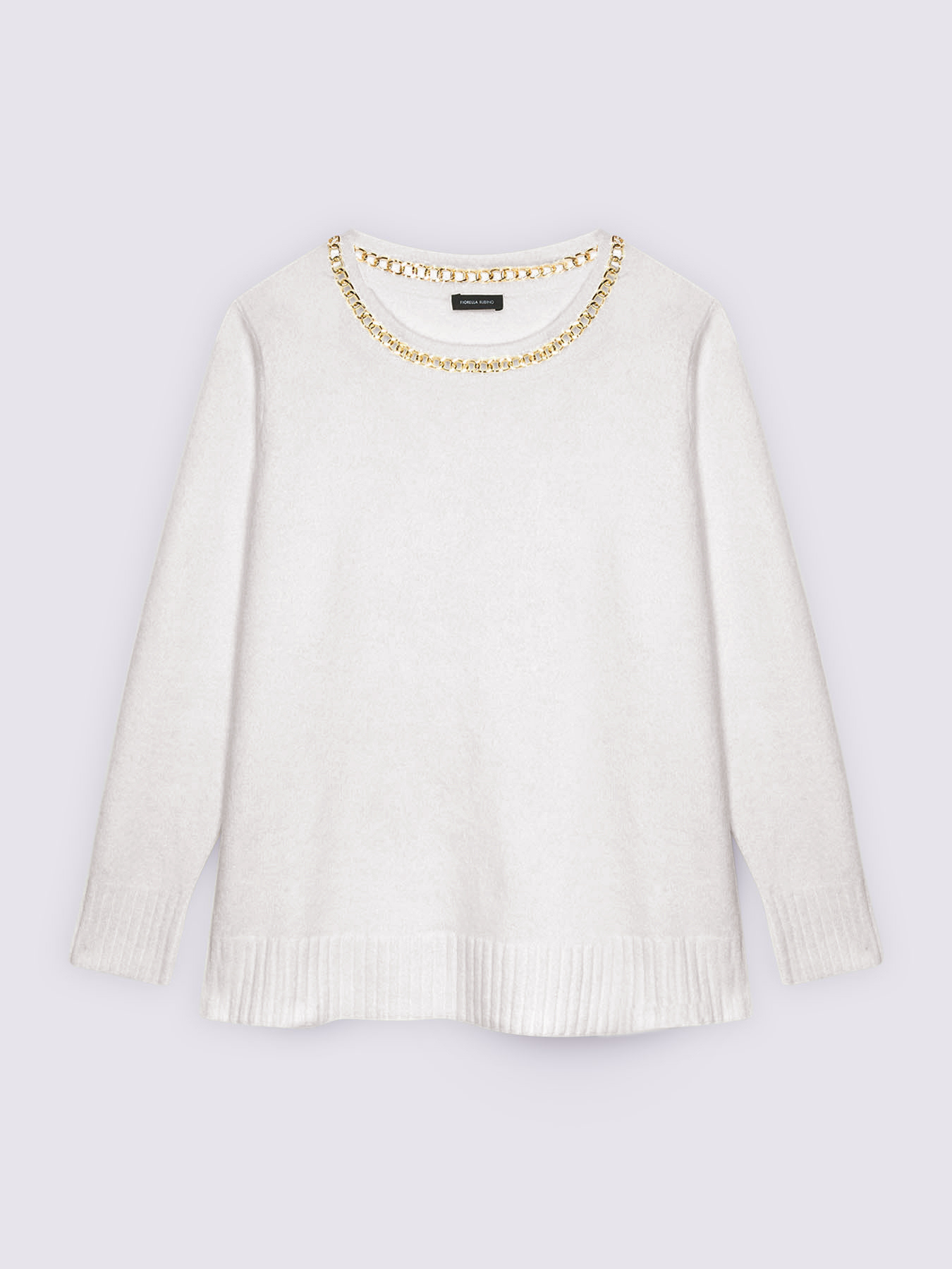 Rundhals-Pullover mit Metallkette image number 4