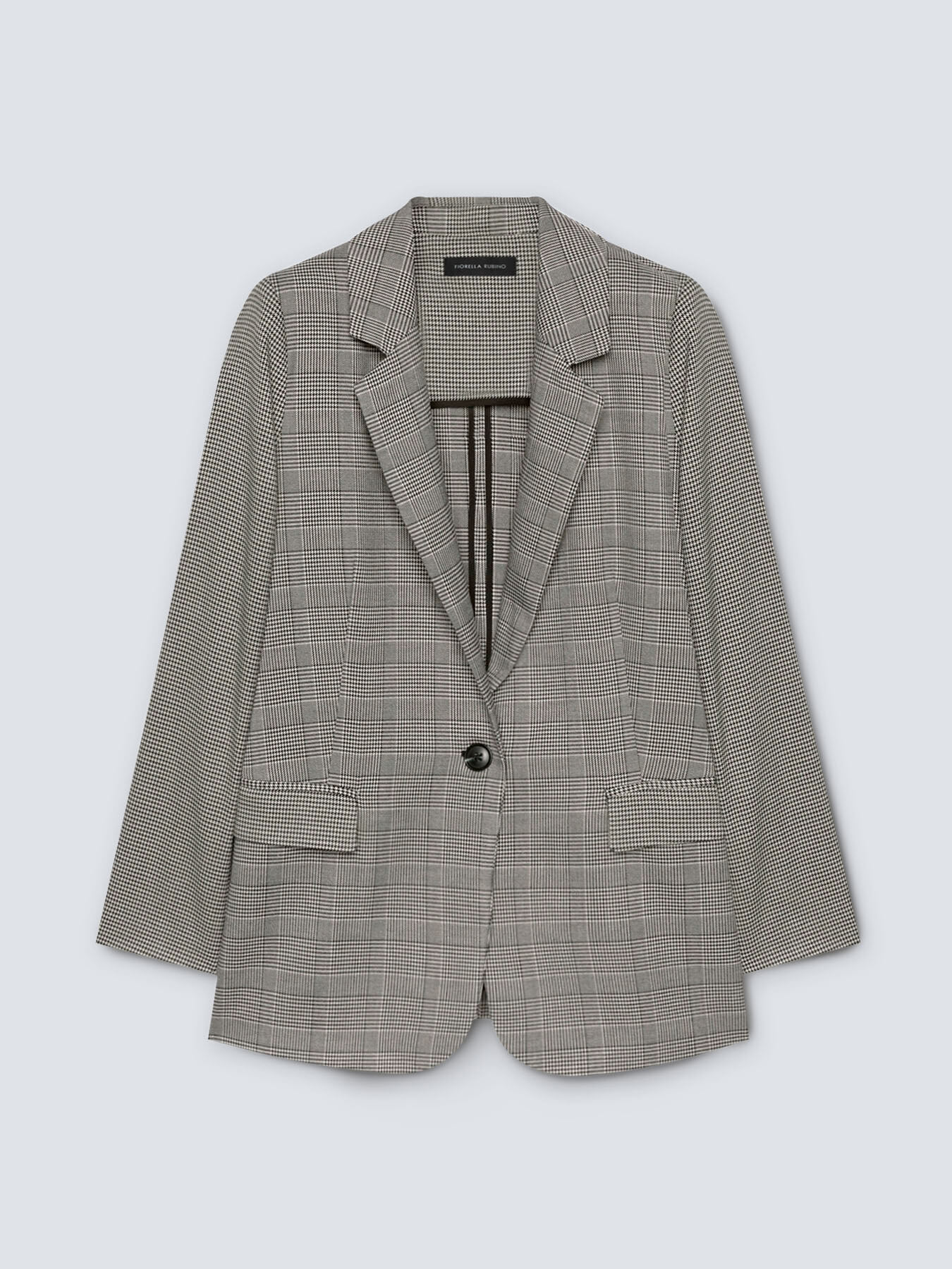 Glen plaid blazer with houndstooth sleeves image number 4