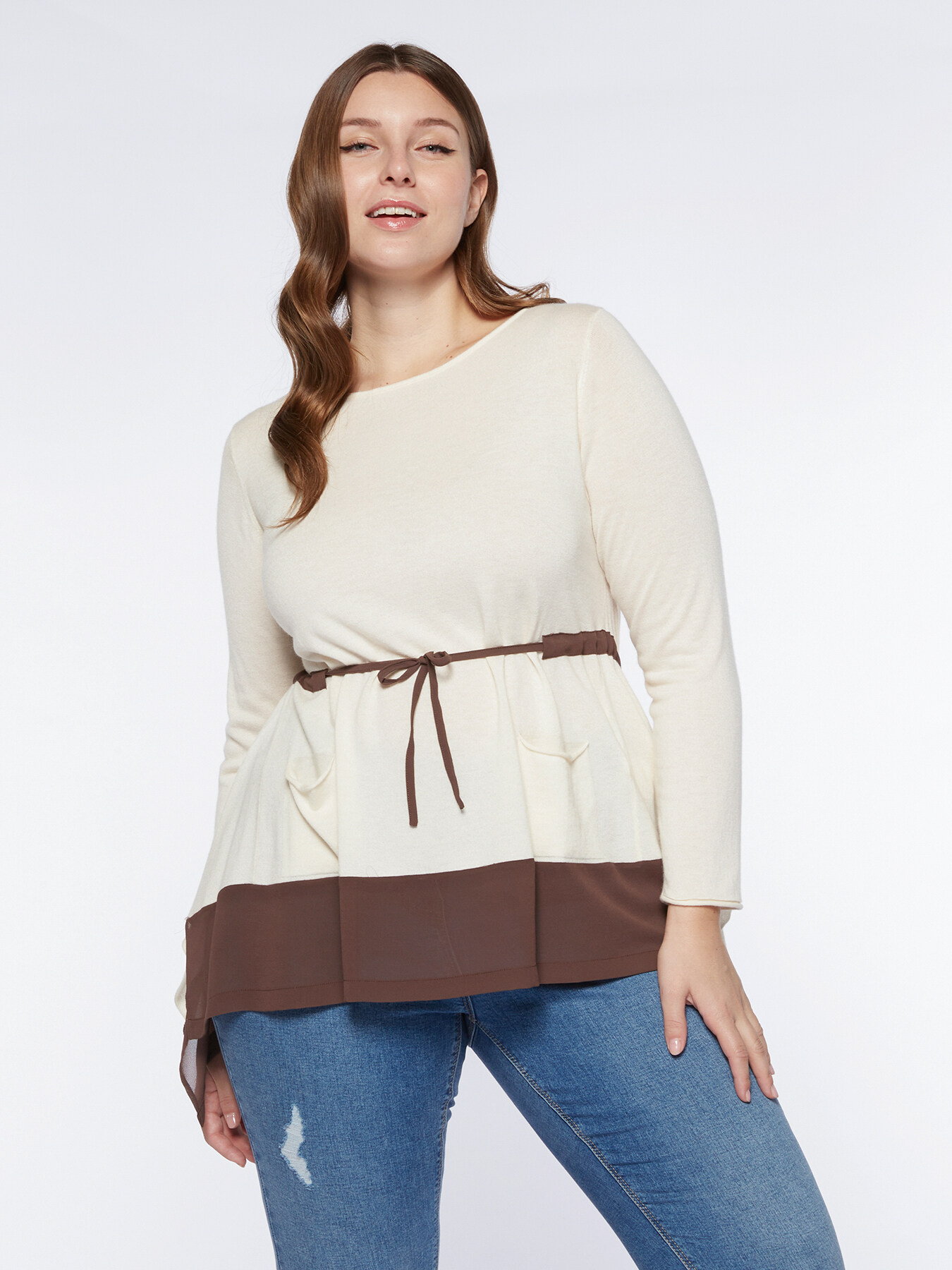 Jersey con borde de tela en la parte inferior image number 0