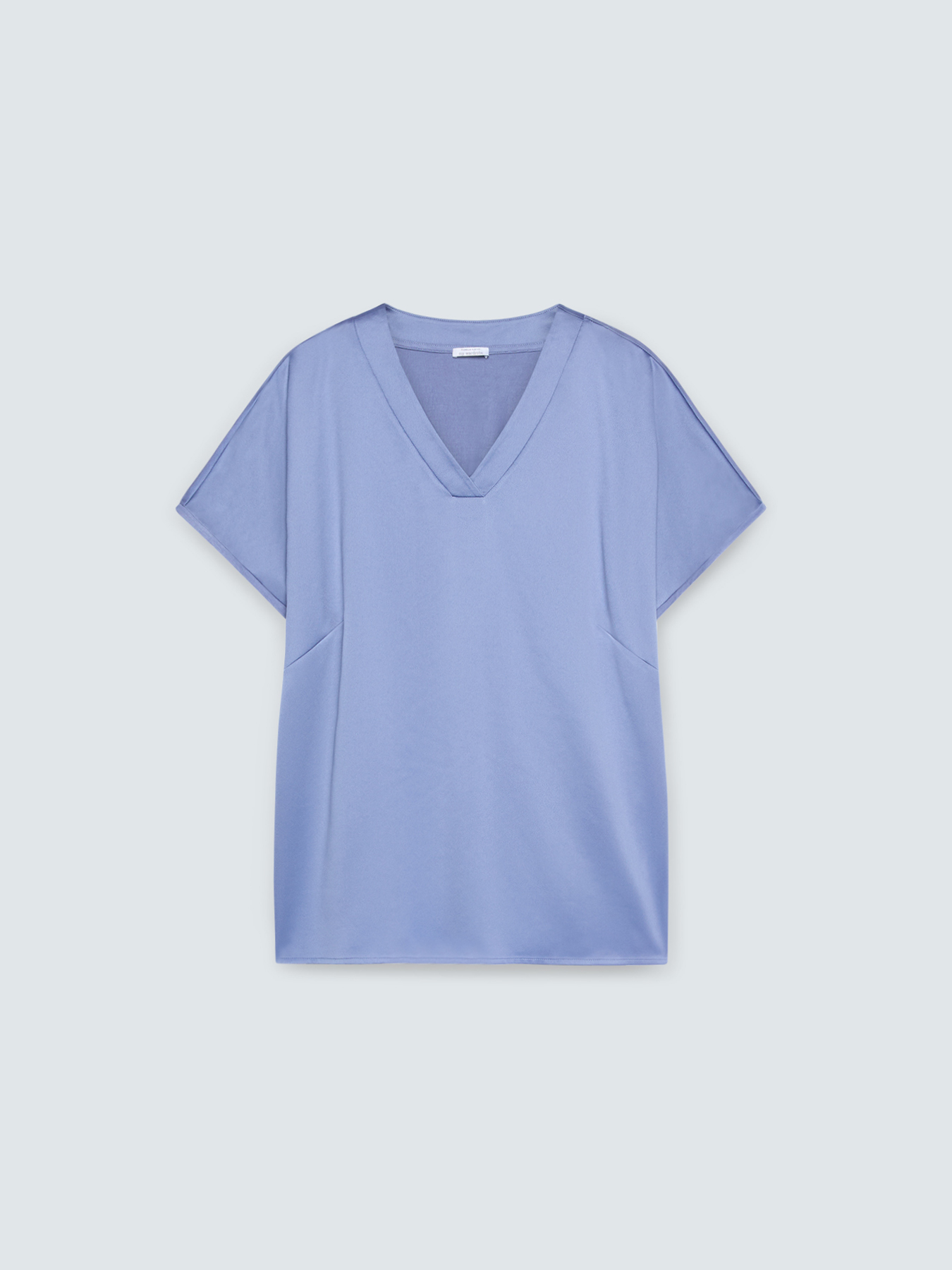 Bi-material T-shirt in viscose satin image number 4