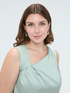 Stretch satin blouse with asymmetric draping image number 3