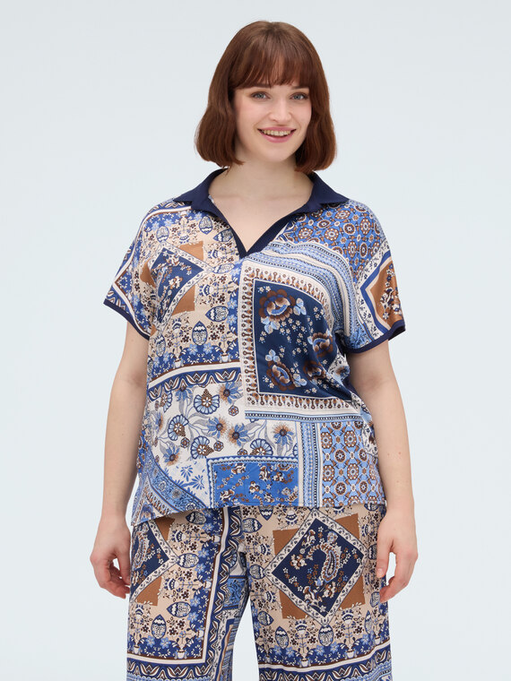 Bi-material t-shirt in viscose blend