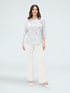 Cotton jacquard blouse with floral embroidery image number 0