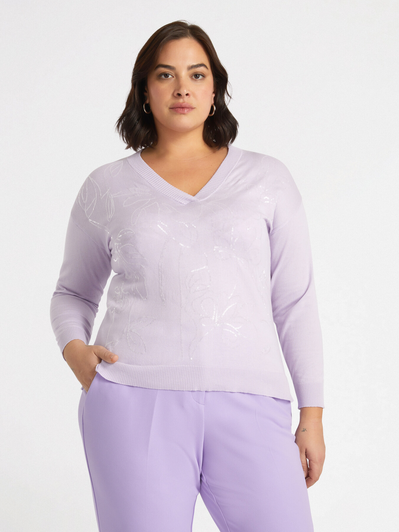 Maglia con ricamo floreale image number 0