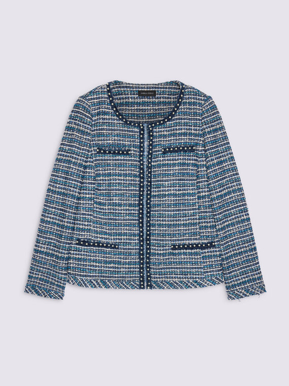 Boucl&eacute; fabric jacket with beads