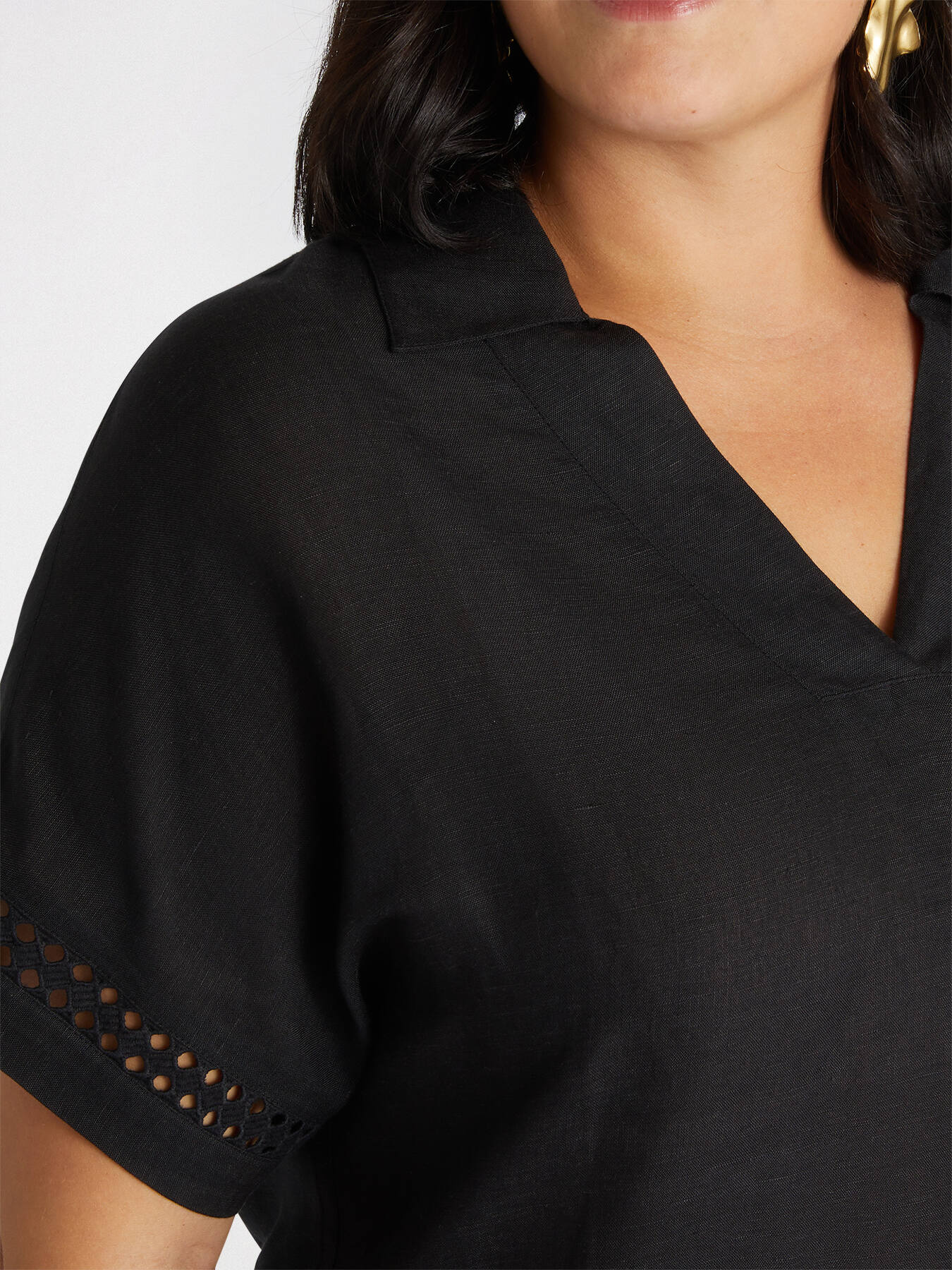 Bluse aus Leinen mit bestickten &Auml;rmeln image number 3