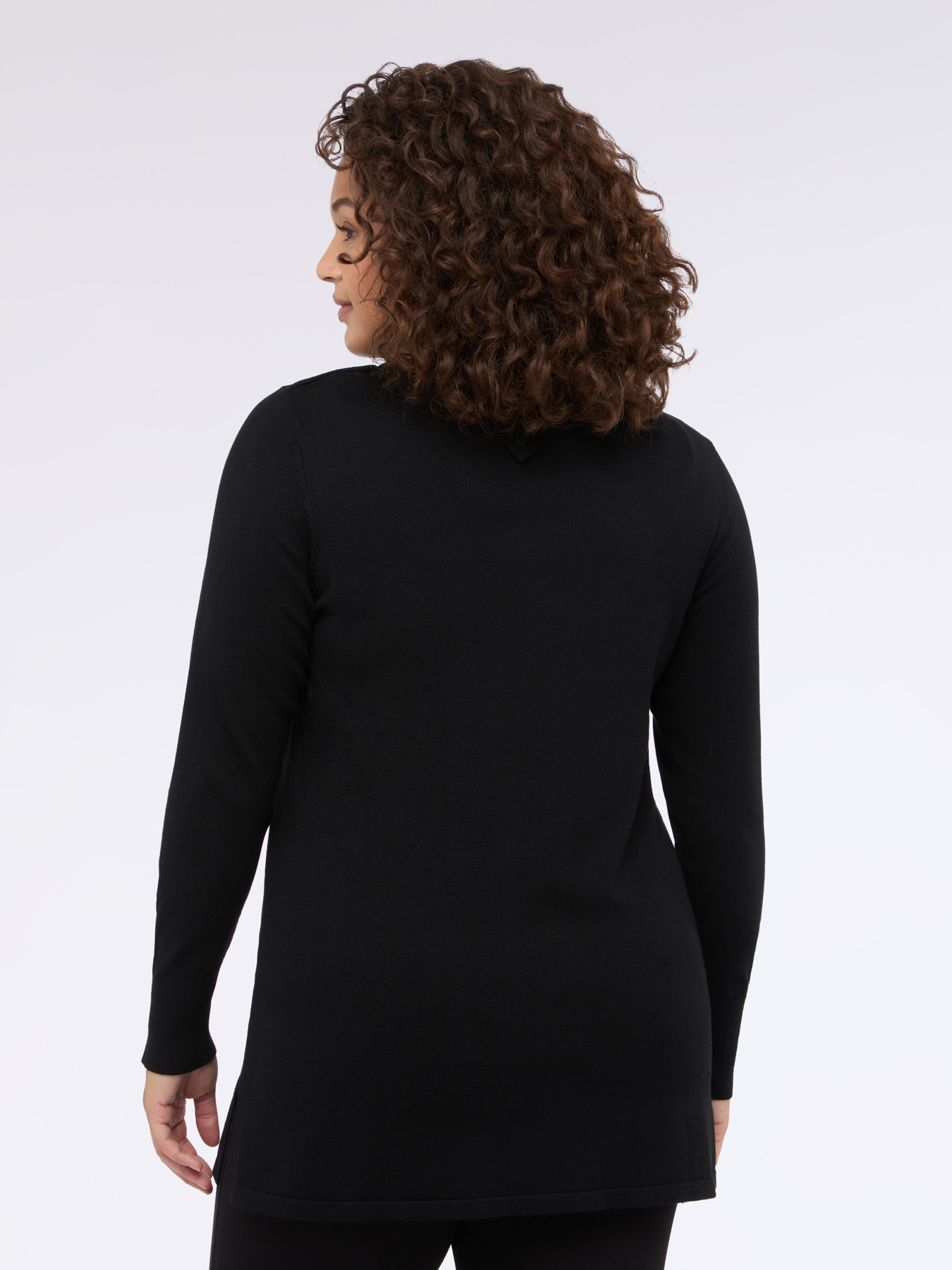 Long sweater with asymmetrical neckline image number 1