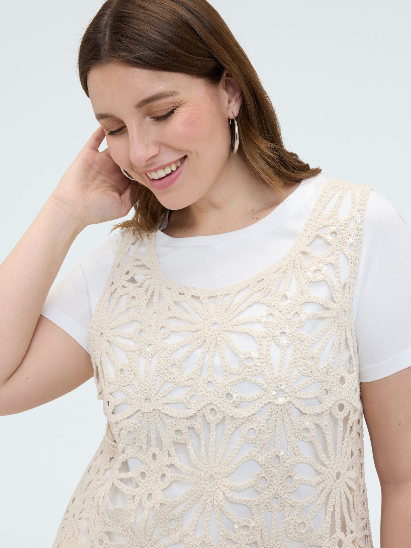 Camiseta con top de crochet image number 0