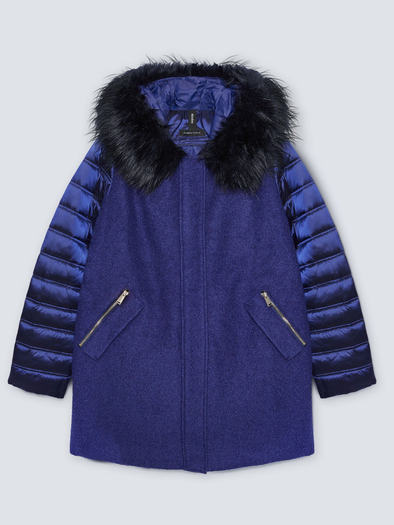 Piumino con davanti in tessuto boucl&eacute; image number 4