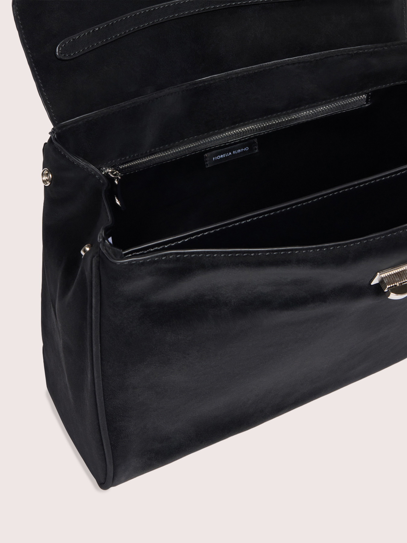 Handbag with front pocket and rigid handle image number 3