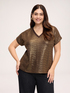 T-Shirt aus laminiertem Jersey mit V-Ausschnitt image number 0