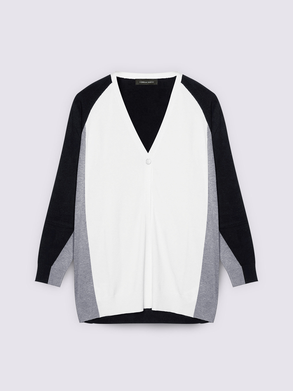 Color block cardigan in viscose blend